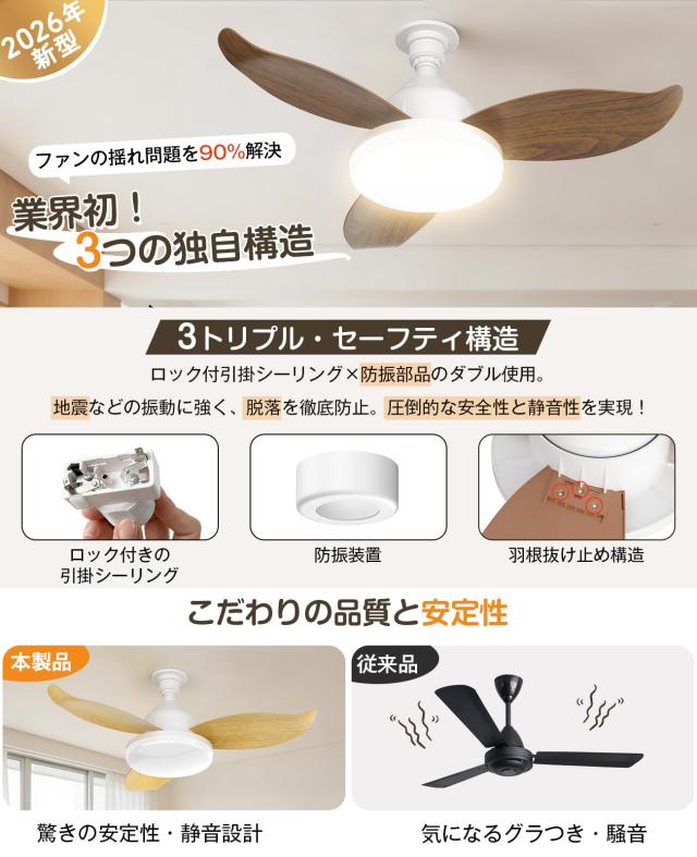 SUKITEN シーリングファンライト LED 【2026 】Φ63.5cm 正逆回転 38W 3500lm 抜け止め構造の羽根 DCモーター 静音 無段階調光調色 壁ス_1