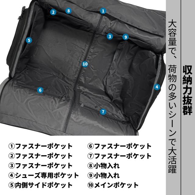 [Hanana] ボストン式 ガーメントバッグ メンズ シューズ収納可能 スーツバッグ 3way キャリーオン機能 手提げ 斜め掛け 45L 大容量 2泊3_3