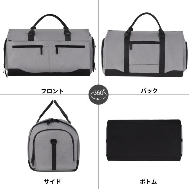 [Hanana] ボストン式 ガーメントバッグ メンズ シューズ収納可能 スーツバッグ 3way キャリーオン機能 手提げ 斜め掛け 45L 大容量 2泊3_6