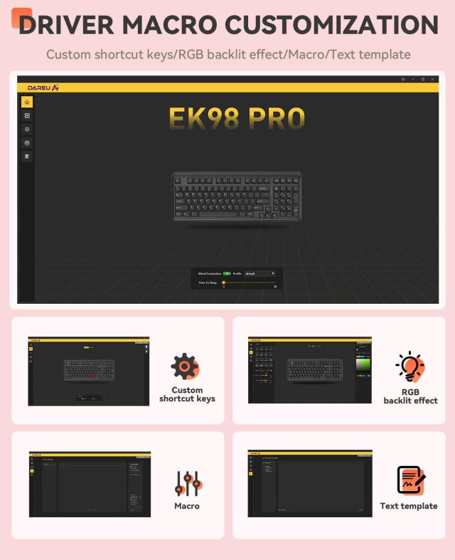DAREU EK98PRO メカニカルキーボード 無線 テンキー付き ゲーミングキーボード 2.4Gワイヤレス/Bluetooth/有線USB接続可能 96%英語配列_8