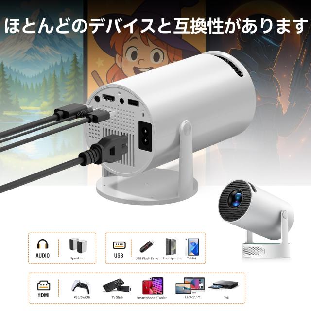 プロジェクター 家庭用 小型 【Android TV11.0搭載＆270°回転＆HiFi外部スピーカー】 1080P 4K対応 天井投影 自動台形補正 Wi-Fi6 大画_5