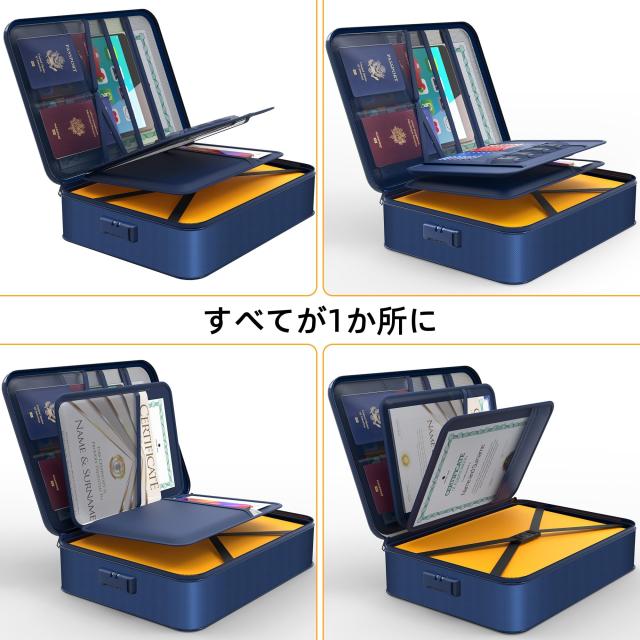 Noiposi 耐火バッグ、2800℃断熱 耐火ケース 36 x27 x10cm 防水・耐火書類ボックス ロック付き 家庭用強力耐火金庫ストレージ ボックス