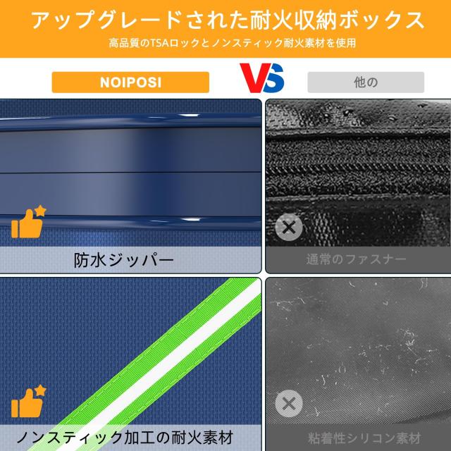 Noiposi 耐火バッグ、2800℃断熱 耐火ケース 36 x27 x10cm 防水・耐火書類ボックス ロック付き 家庭用強力耐火金庫ストレージ ボックス