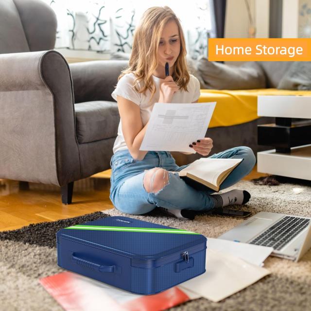 Noiposi 耐火バッグ、2800℃断熱 耐火ケース 36 x27 x10cm 防水・耐火書類ボックス ロック付き 家庭用強力耐火金庫ストレージ ボックス