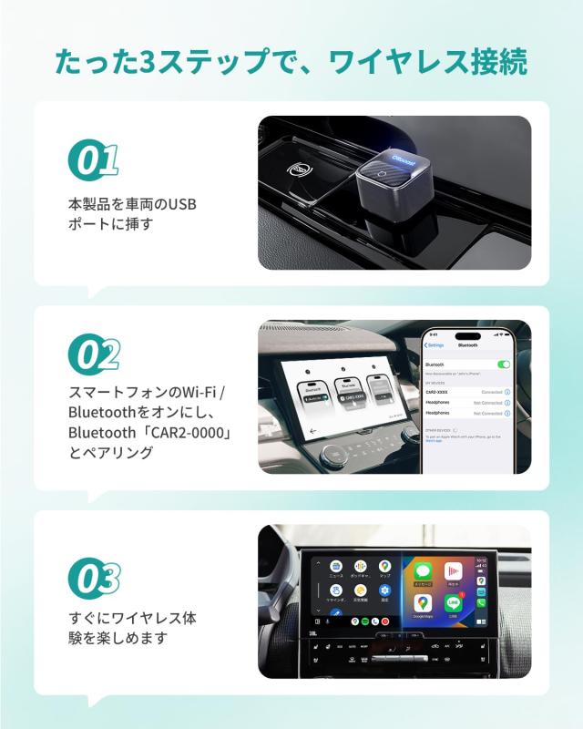 【公式】OTTOCAST オットキャスト Mini Core 2026最新 Ottocast ワイヤレスCarPlay/Android Autoアダプター ミニ 純正有線CarPlay/Androi_5