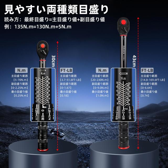 DURAXION トルクレンチ セットプレセット型 15点組 レッド 差込角 3/8