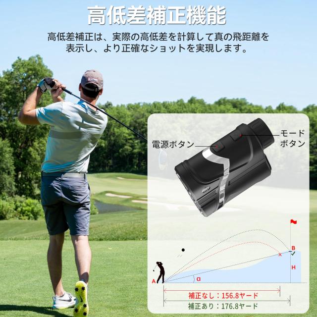 120g ゴルフ 距離計 小型 軽量 レーザー 距離測定器 高透過レンズ 最速0.04S ランキング ピンロック 高低差補正 連続測定 高低差 ON/OFF_1