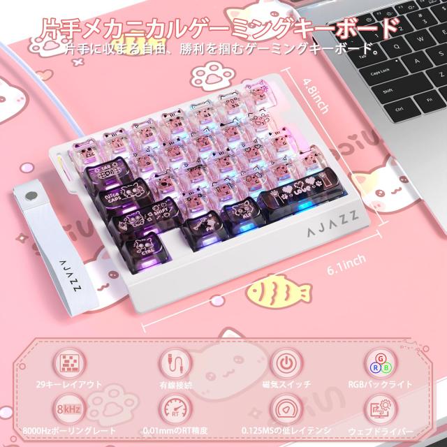 AJAZZ AK029 片手ゲーミングキーボード メカニカルキーボード ラピッドトリガー対応 29キー配列 磁軸対応 8000Hzポーリングレート0.01mm_1