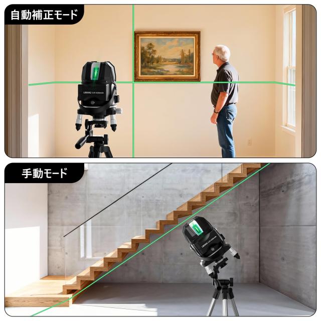 Firecore レーザー墨出し器 グリーンレーザー 墨出し器 5ライン レーザーレベル 高精度・高出力 360°精密微調整機能 自動補正 地墨点照_3