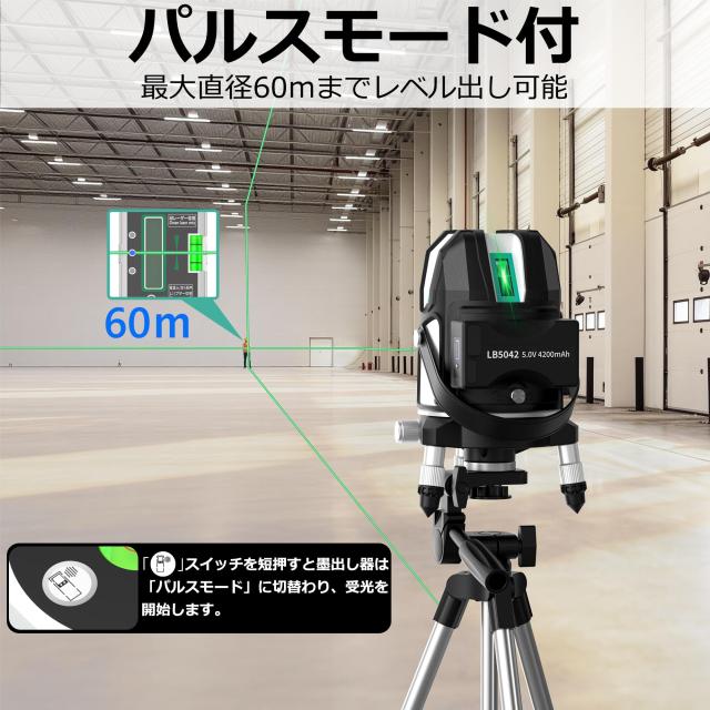 Firecore レーザー墨出し器 グリーンレーザー 墨出し器 5ライン レーザーレベル 高精度・高出力 360°精密微調整機能 自動補正 地墨点照_4