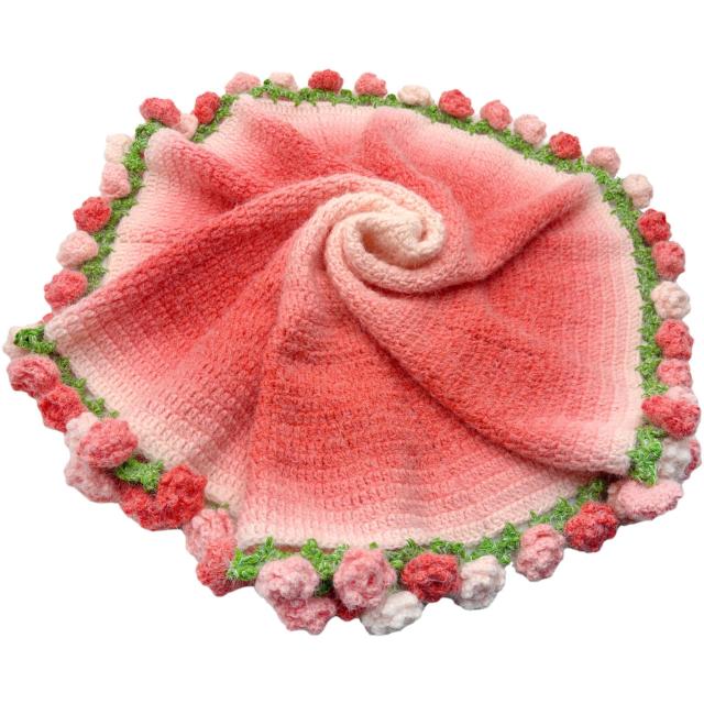 KANARI 花束ブランケット 100%手編み 完成品 サイズ 100cm ひざ掛け 母の日プレゼント 彼女への贈り物 誕生日 バレンタイン 結婚祝い お_2