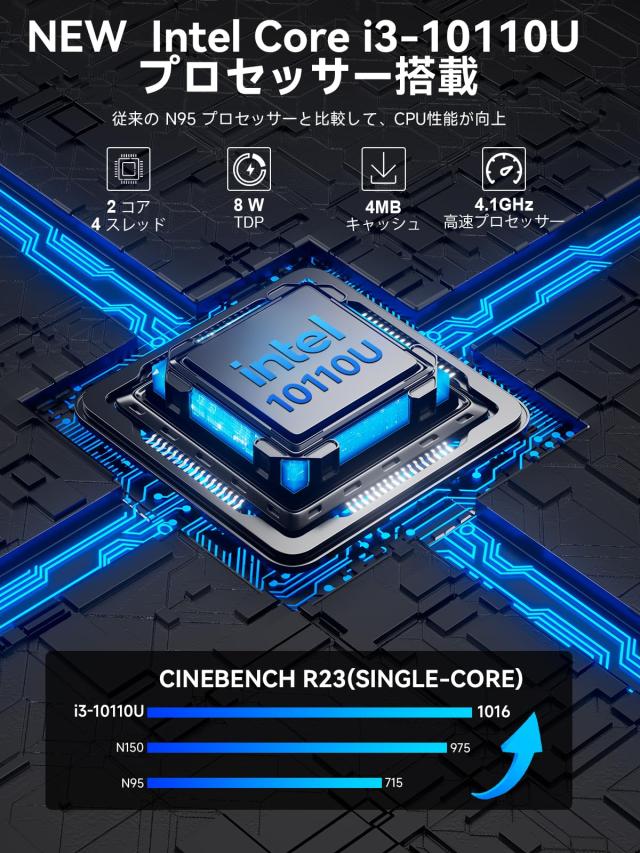 【インテル Core i3 10110U 初登場】GMKtec ミニpc G3 Pro Win11 Pro mini pc 最大4.1GHz WIFI6 BT5.2 小型 M.2 2242 ミニパソコン 2画面_2