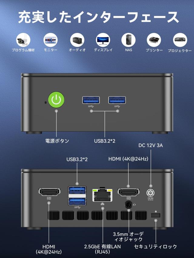 【インテル Core i3 10110U 初登場】GMKtec ミニpc G3 Pro Win11 Pro mini pc 最大4.1GHz WIFI6 BT5.2 小型 M.2 2242 ミニパソコン 2画面_5