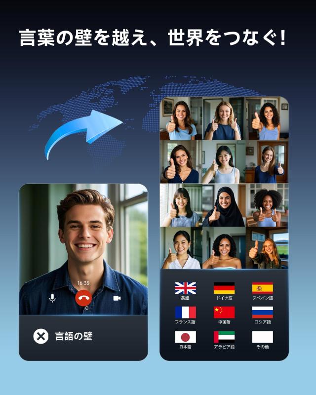 Paekole 言葉の壁を解消！AI 同時通訳イヤホン 198 言語リアルタイム双方向翻訳 オープンイヤー Bluetooth6.1 ワイヤレスイヤホン 17.3mm_3