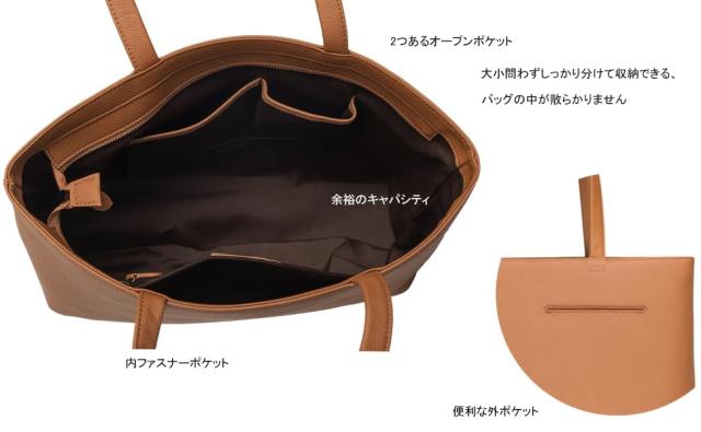 [koobla] トートバッグ レザー 本革 メンズ 大容量 大きめ シュリンクレザー ファスナー付き シンプル 長めハンドル 自立 軽量 A4 パソコ_6