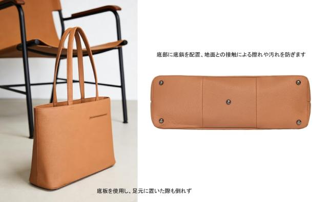 [koobla] トートバッグ レザー 本革 メンズ 大容量 大きめ シュリンクレザー ファスナー付き シンプル 長めハンドル 自立 軽量 A4 パソコ_8