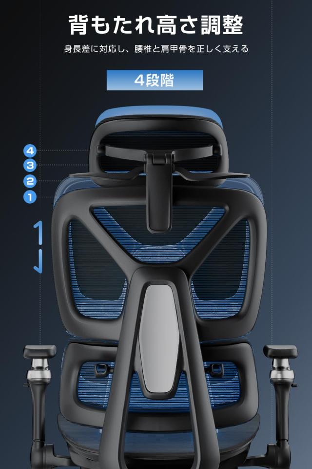 Comfora オフィスチェア 人体工学 フットレスト付 3Dヘッドレスト 6D 