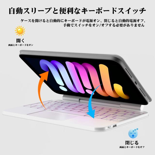 BETTDOW マジックキーボード 2024 Mini 7 A17 Pro 第7世代＆2021 Mini 6 第6世代8.3インチ対応 磁気キーボードケース Mini 第6/7世代通用_3