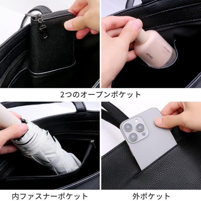 Prattero トートバッグ UNISEX 本革 18L 13インチPC対応 ブラック_5