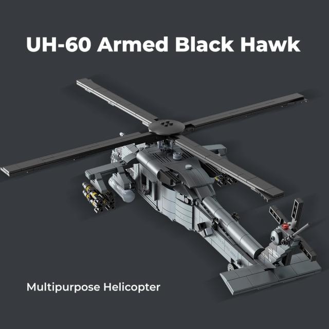 MISINI M8039 UH-60ブラックホーク軍用ヘリコプター建造キット、陸軍特殊部隊機1377個の部品、1：35スケール、成人コレクターが汎用・攻_2