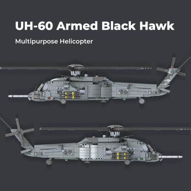 MISINI M8039 UH-60ブラックホーク軍用ヘリコプター建造キット、陸軍特殊部隊機1377個の部品、1：35スケール、成人コレクターが汎用・攻_3