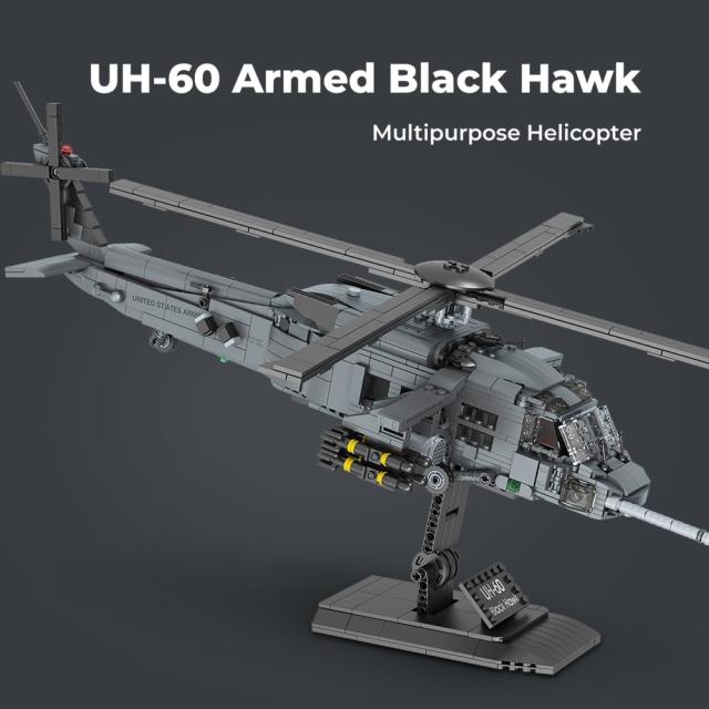 MISINI M8039 UH-60ブラックホーク軍用ヘリコプター建造キット、陸軍特殊部隊機1377個の部品、1：35スケール、成人コレクターが汎用・攻_6