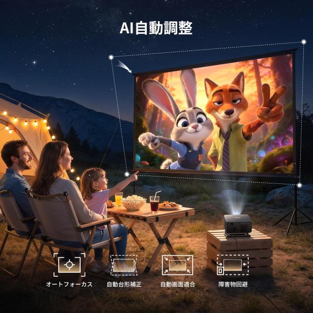 Google TV・AI搭載＆プロジェクター 天井投影 家庭用【Netflix対応・YouTube・Prime Video 10,000+アプリ】4K対応1080P 短焦点プロジェク_3