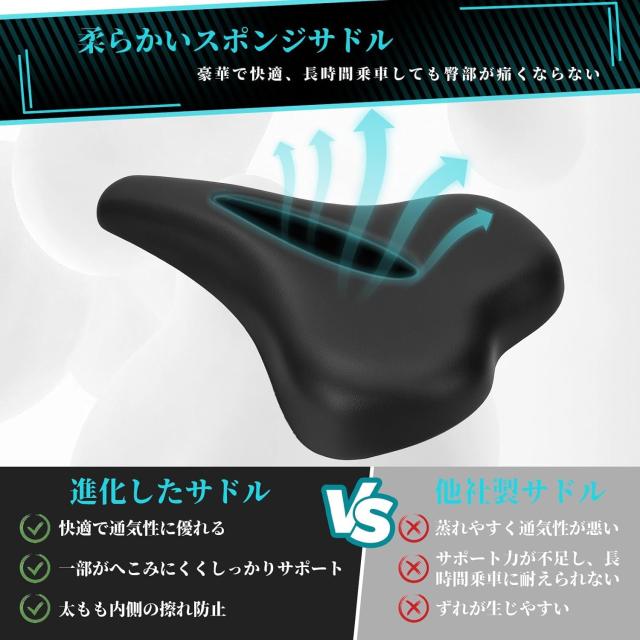 エアロバイク 家庭用 静音 フィットネスバイク 無段階負荷調整（自由に強度調整可能） 心拍数計測モニター付き 耐荷重200kg サドル・ハン_6