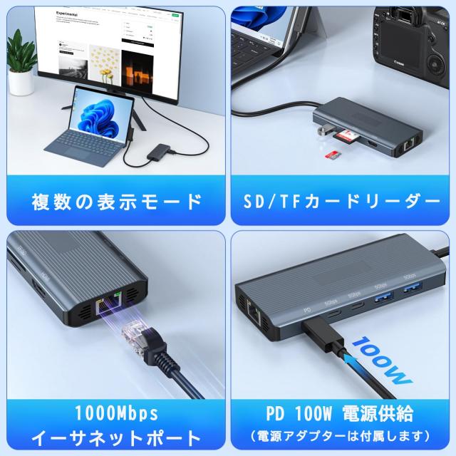 Rocketek Surface Dock 11-in-1 Thunderbolt 4 4K@60HZ HDMI USB-C RJ45対応_3