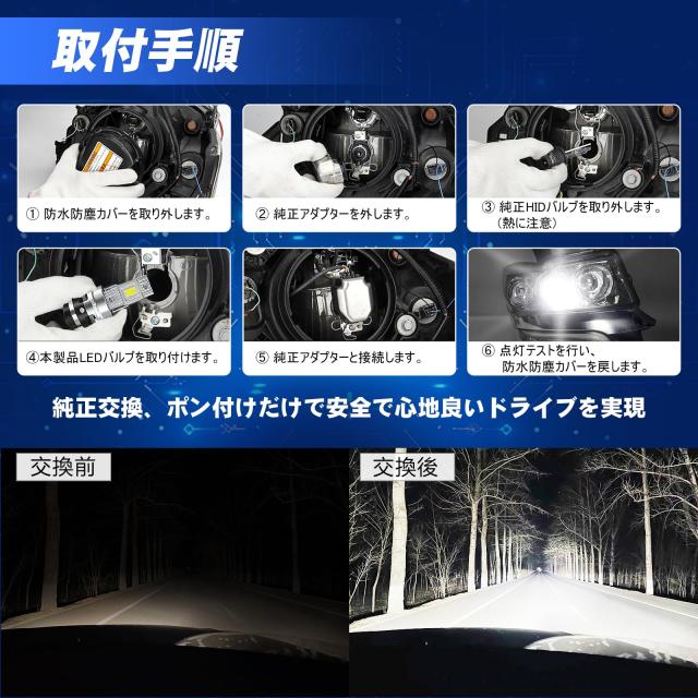 TORAKIA D2S LED 前照灯 車検相応う ポン後ばらい 超爆光24000LM 10倍明るさ脹れ上がる 6500K白いこと 35W*2 静音愛好者積み上げる 響動めき打つ手 取り