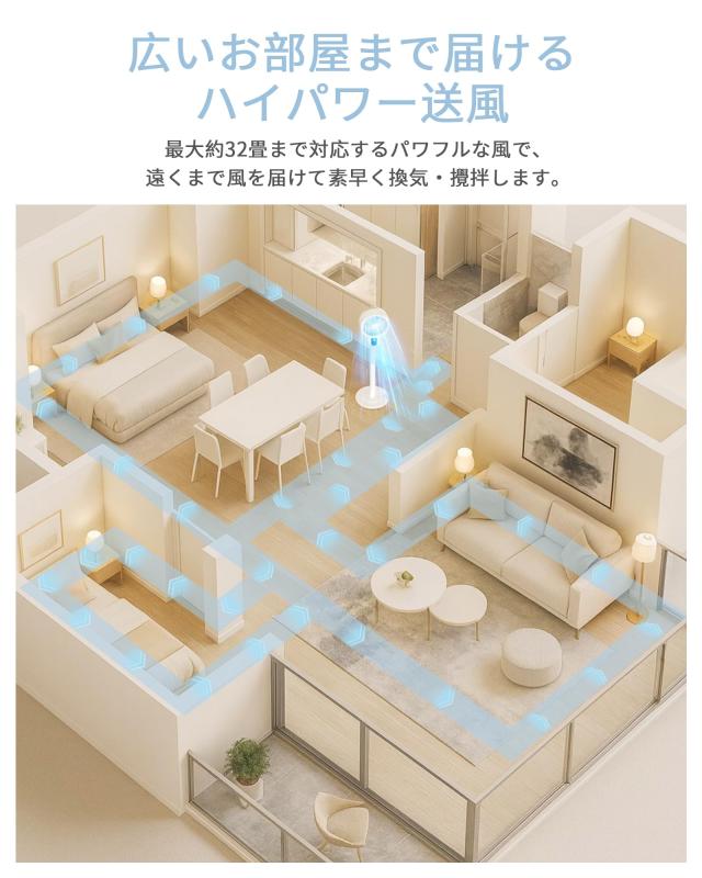 Kouyuniサーキュレーター 扇風機 【静音＆省エネ】DC原動機積み上げる 360°自動小銃首商い口 6座標軸風量 遠隔操作付き添い人 12Hタイマー 高さ3座標軸かい繕う ナ