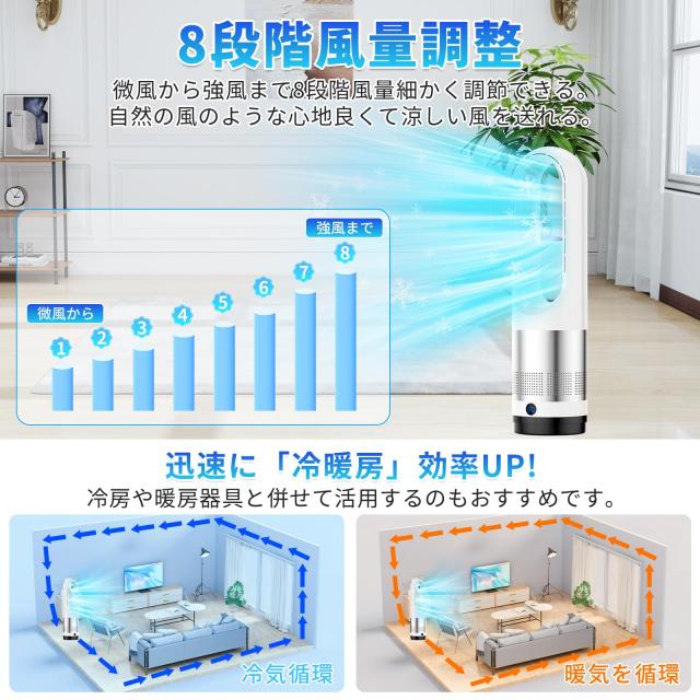扇風機 羽根なし タワーファン【2026年猛暑対策・省エネ】DCモーター 