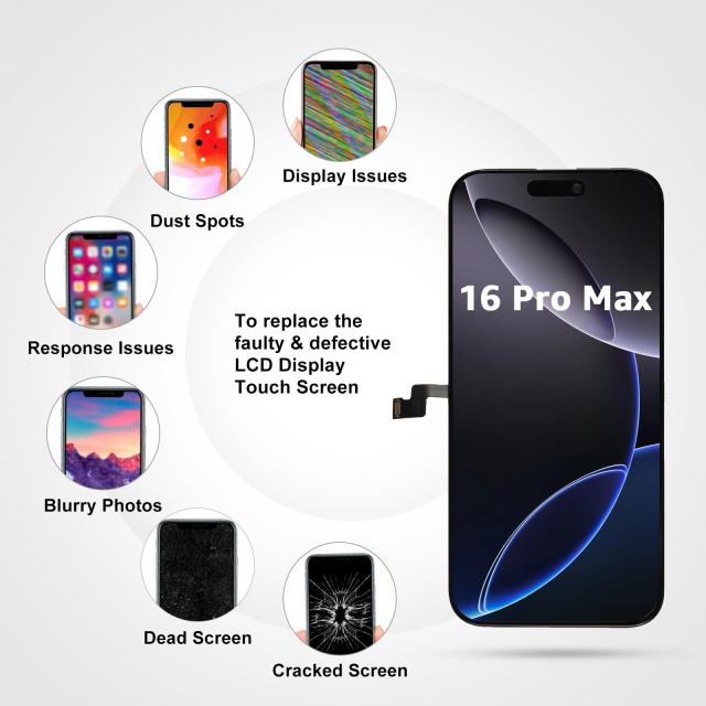 LL TRADER iPhone 16 Pro Max 6.7インチ FHD 液晶パネル 画面交換タッチスクリーン デジタイザーアセンブリフレーム 修理キット付き_1
