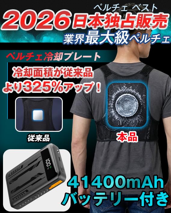 Fentron ペルチェ冷却ベスト 41400mAh大容量バッテリー付き Type-C充電
