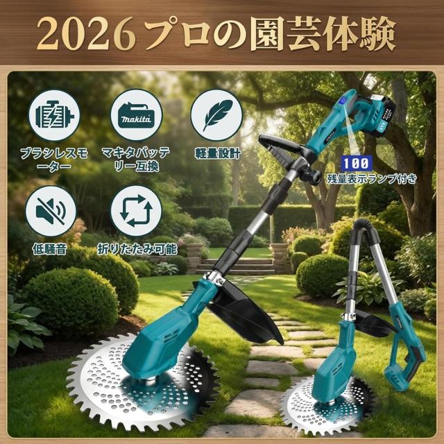 ICEHAIL 充電式草刈り機 21v ブルー 刃幅250mm 2個4Ahバッテリー付き_1