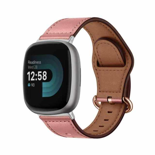 レザーバンド Fitbit Versa 4 バンド 革 時計ベルト ブラック