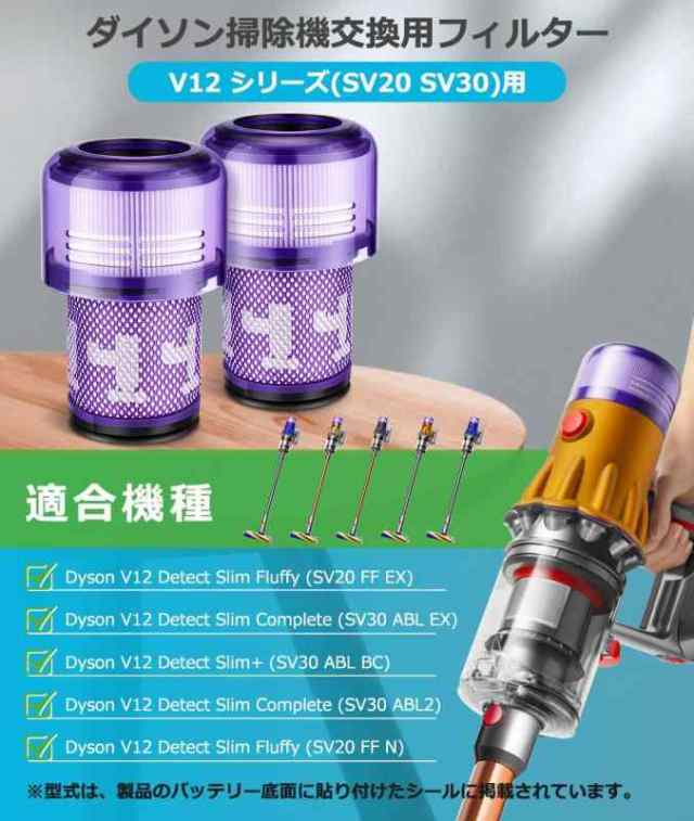 ダイソン V12 用 フィルター SV20 SV30 V12 detect slim fluffy (V12 2