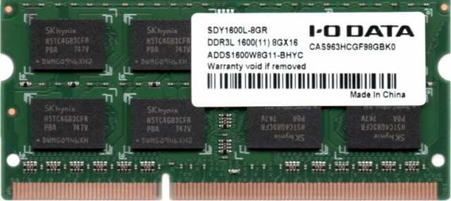 IODATA SDY1600L-8GR PC3L-12800（DDR3L-1600）対応ノートPC用メモリー 8GB