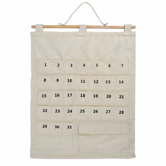 TIMESETL カレンダーポケット ウォールポケット 1ヶ月 壁掛け式 収納ポケット お薬カレンダー 小物収納 吊り下げ ホワイト