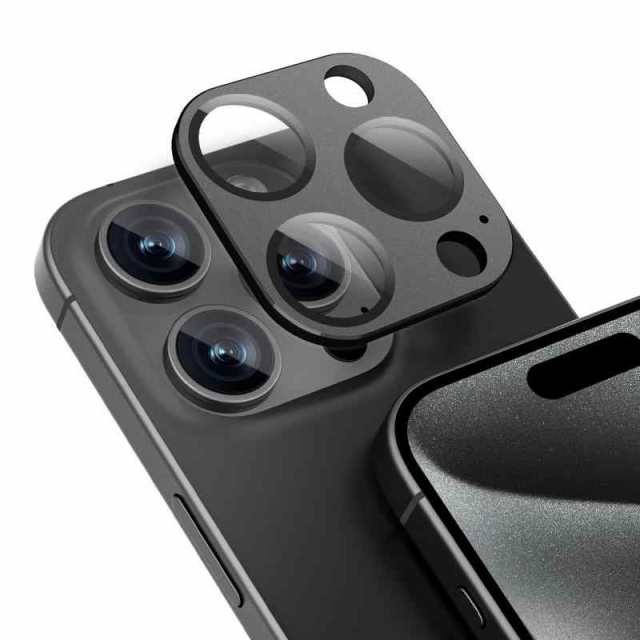 iPhone15 ProMax カメラフィルム アルミ合金+強化ガラス 一体型レンズ保護フィルム 【TommyBear】iPhone15 Pro レンズカバー高透過率 9H