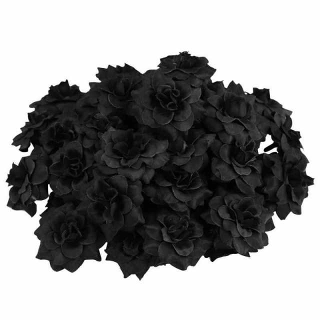 NUOBESTY 造花 薔薇 黒 黒のバラ 黒バラ 50個 直径4.5cm 花ヘッド DIY 手芸 装飾 ローズ 結婚記念日 母の日 枯れない花