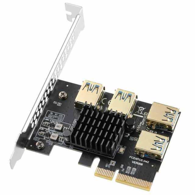 MZHOU PCI-E - PCI-E アダプターカード PCI-E 1X - 4X (4 USB 4X)
