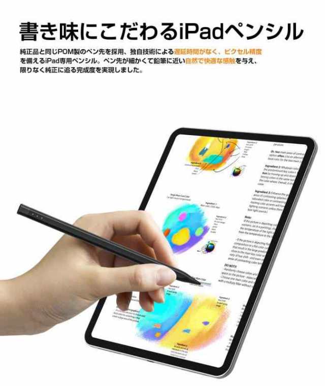 USGMoBi タッチペン iPad対応 ペンシル パームリジェクション搭載 オートスリープ機能 高感度 1mm極細ペン先 軽量 遅れなし US
