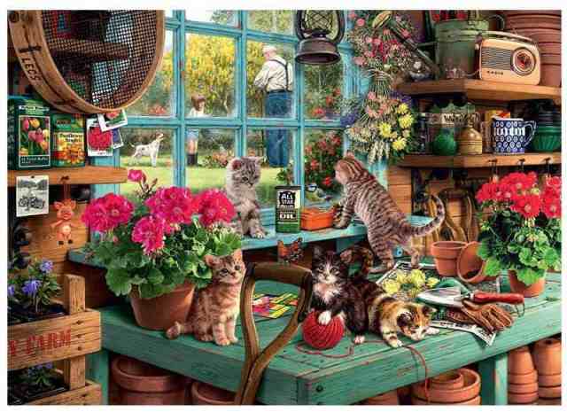 Cat and Gardening counted cross stitch kits 14 ct,猫とガーデニング ピーターラビット 65x82cm 300x400クロスステッチ