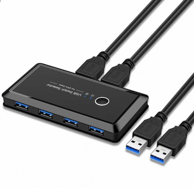 usb 切り替え 3.0 セレクター usb 切り替え機 pc2台用 4USBポート 高速転送 スイッチ 手動切替器 プリンタ マウス キーボード ハブなどを