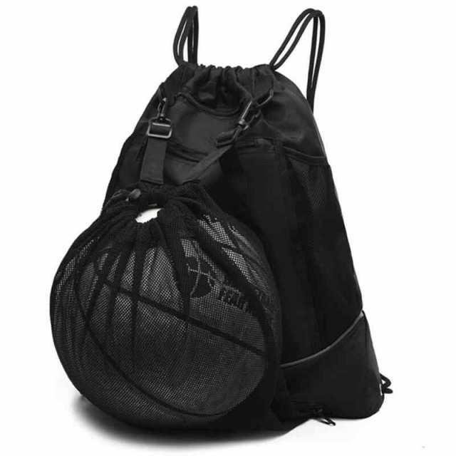 バスケットボールバッグ サッカーボールバッグ ボールケース ボールバッグ 軽量 スポーツバッグ パソコンバッグ 運動 (Black)