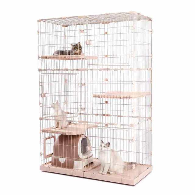 PETEPELA(ぺテぺラ) 猫 ケージ 大型 3段 広い 2段 多頭飼い キャットケージ 猫用エンクロージャ キャスター/ローラー 大きい/でかい 増やの通販は