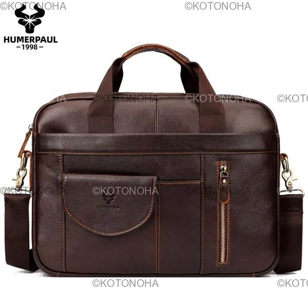 HUMERPAUL メンズ ブリーフケース バッグ トップレイヤー レザー 手作り ラップトップ バッグ 複数のコンパートメント付き ビジネス ショルダー メッセンジャー HUMERPAUL メンズ ブリーフケース バッグ トップレイヤー レザー
