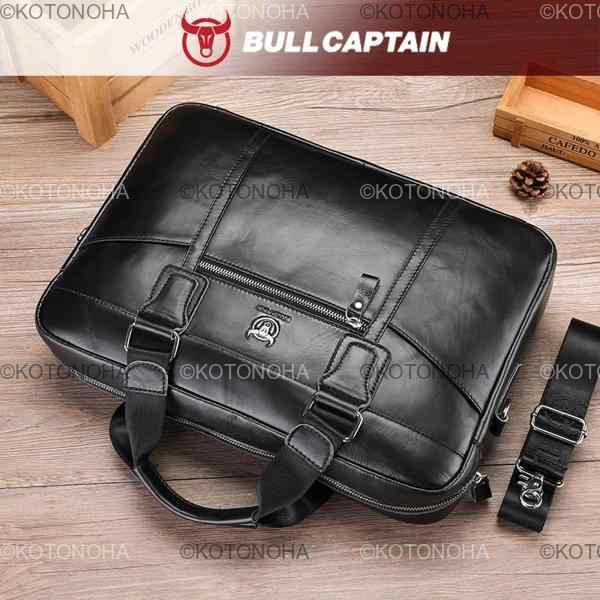 BULLCAPTAIN メンズ レザー ブリーフケース 15.5 インチのノートブック