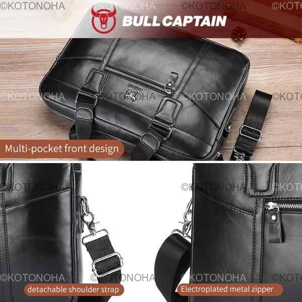 BULLCAPTAIN メンズ レザー ブリーフケース 15.5 インチのノートブック